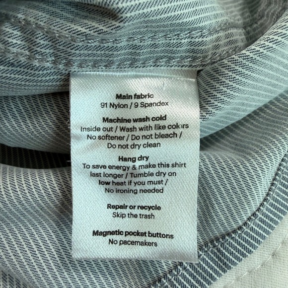 PONCHO Mens 3XL Regular Fit Striped Short Sleeve Shirt Magnetic Pockets EUC - Picture 5 of 15